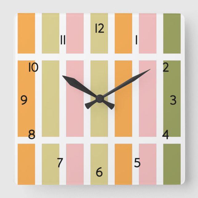 Reloj Cuadrado Orange Pink Green Tan Hues (Anverso)