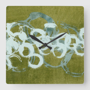 Reloj Cuadrado Orbes verdes I