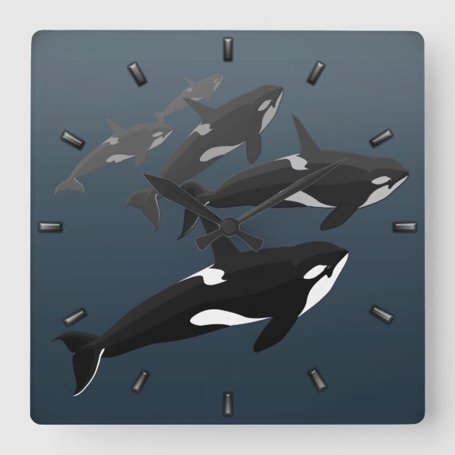 Reloj Cuadrado Orca Whale Clock Killer Whale Decoración de ballen (Anverso)