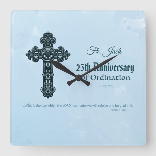 Reloj Cuadrado Orden de Año de Aniversario y Nombre Personalizado (Anverso)