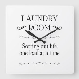 Reloj Cuadrado Ordenar la vida una carga a la vez Funny Laundry