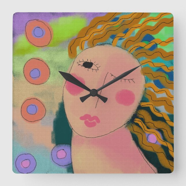 Reloj Cuadrado Original Abstract Art Square Wall Clock (Anverso)