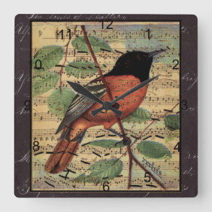 Reloj Cuadrado Oriole Vintage sobre la música
