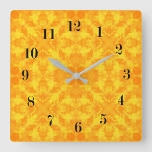 Reloj Cuadrado Ornamento amarillo