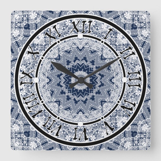 Reloj Cuadrado Ornamento de encaje (Anverso)