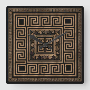 Reloj Cuadrado Ornamento dominante griego - meandro griego - oro