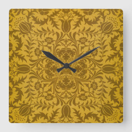 Reloj Cuadrado Ornate gold floral pattern with symmetrical