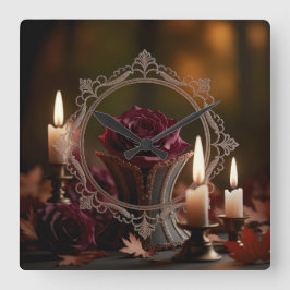Reloj Cuadrado Ornate Victorian Mirror Purple Rosa Candlelight