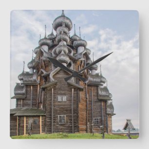 Reloj Cuadrado Ornate wooden church, Russia