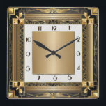 Reloj Cuadrado Oro Art Deco<br><div class="desc">Gran diseño de reloj. Te encantará como a otros. Tenga la libertad de usar este diseño para otro producto que desee o para el personalizar y agregue su texto. Sígueme por más. Gracias. Que tengas un buen día.</div>