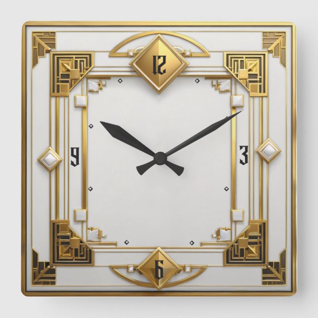 Reloj Cuadrado Oro Art Deco (Anverso)