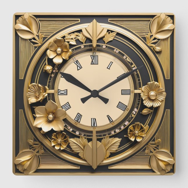 Reloj Cuadrado Oro Art Deco (Anverso)