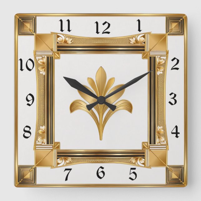 Reloj Cuadrado Oro Art Deco (Anverso)