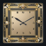 Reloj Cuadrado Oro Art Deco<br><div class="desc">Gran diseño de reloj. Te encantará como a otros. Tenga la libertad de usar este diseño para otro producto que desee o para el personalizar y agregue su texto. Sígueme por más. Gracias. Que tengas un buen día.</div>