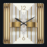 Reloj Cuadrado Oro Art Deco<br><div class="desc">Gran diseño de reloj. Te encantará como a otros. Tenga la libertad de usar este diseño para otro producto que desee o para el personalizar y agregue su texto. Sígueme por más. Gracias. Que tengas un buen día.</div>