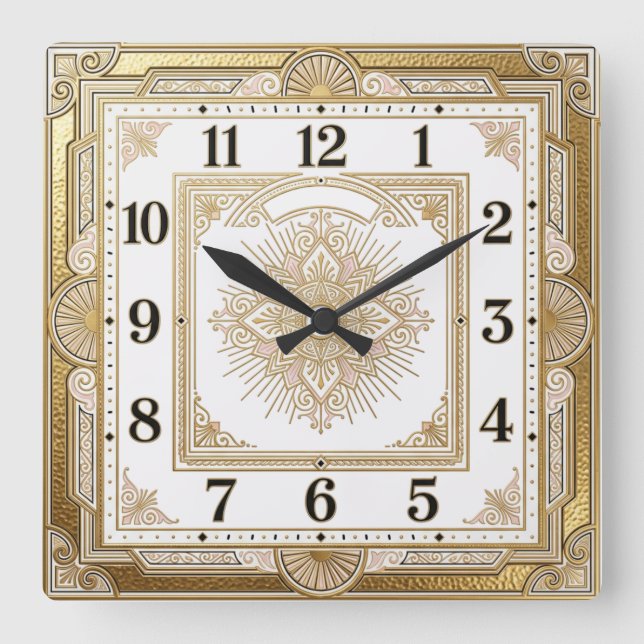 Reloj Cuadrado Oro Art Déco (Anverso)