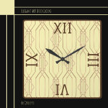 Reloj Cuadrado Oro Art Deco, Crema de mantequilla, Marrón Oscuro<br><div class="desc">Elegante oro Art Deco respaldado en crema de mantequilla con números romanos oscuros y adornado. Ideal para entradas,  cenas,  zonas de estar y más. Disponible en varios colores.</div>