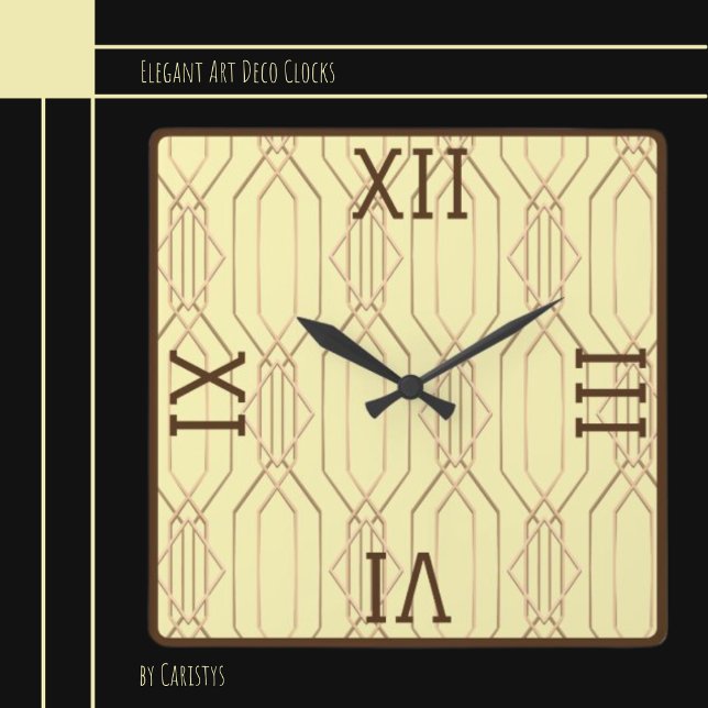 Reloj Cuadrado Oro Art Deco, Crema de mantequilla, Marrón Oscuro (Subido por el creador)