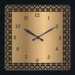 Reloj Cuadrado Oro Art Deco y encantamiento negro<br><div class="desc">Diseño Art Deco de oro y Encanto negro para una magnífica vida en casa.</div>