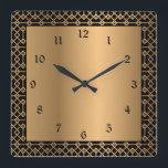 Reloj Cuadrado Oro Art Deco y encantamiento negro<br><div class="desc">Diseño Art Deco de oro y Encanto negro para una magnífica vida en casa.</div>