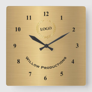 Reloj Cuadrado Oro de logotipo comercial