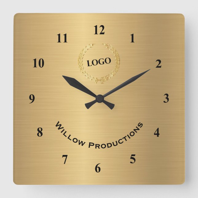 Reloj Cuadrado Oro de logotipo comercial (Anverso)