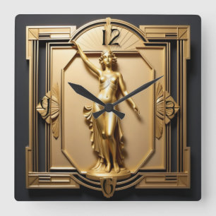 Reloj Cuadrado Oro elegante Art Deco