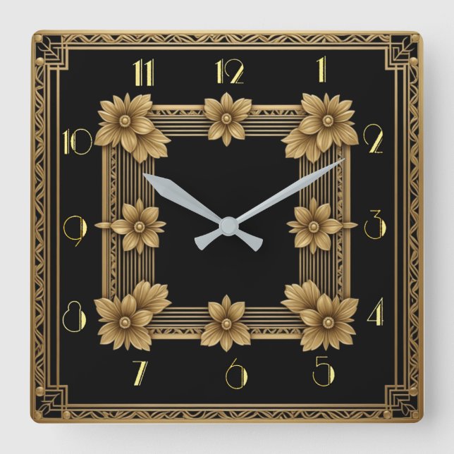 Reloj Cuadrado Oro elegante Art Deco (Anverso)