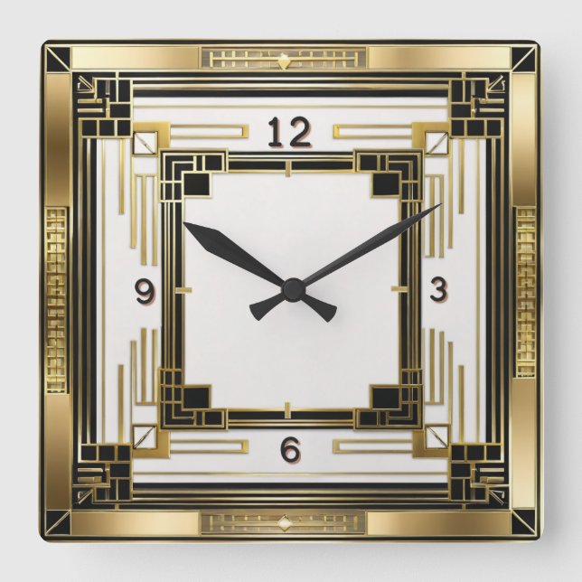 Reloj Cuadrado Oro elegante Art Deco (Anverso)
