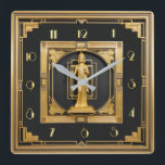 Reloj Cuadrado Oro elegante Art Deco<br><div class="desc">Gran diseño de reloj. Te encantará como a otros. Tenga la libertad de usar este diseño para otro producto que desee o para el personalizar y agregue su texto. Sígueme por más. Gracias. Que tengas un buen día.</div>