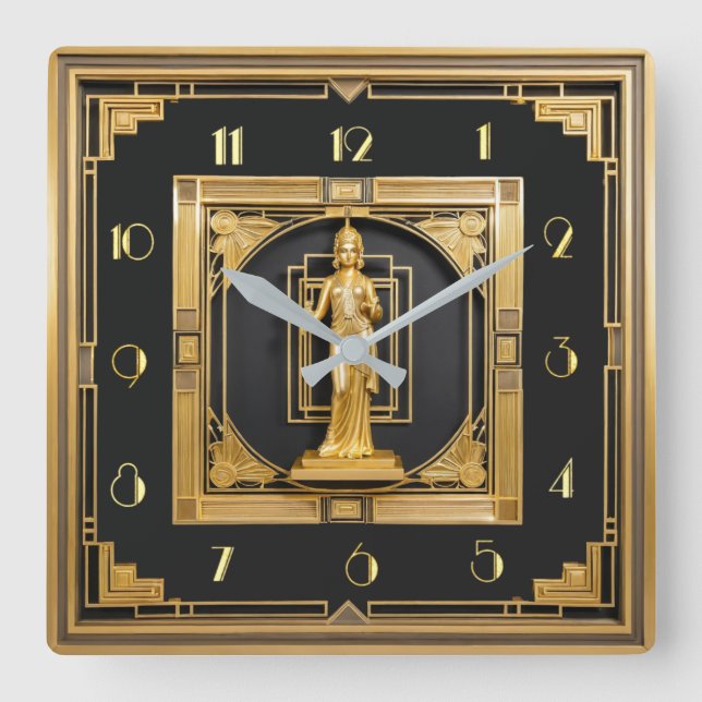 Reloj Cuadrado Oro elegante Art Deco (Anverso)