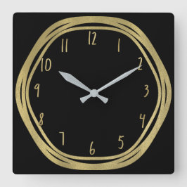 Reloj Cuadrado Oro Glam & Anillos Negros (Cualquier Color) Glam M