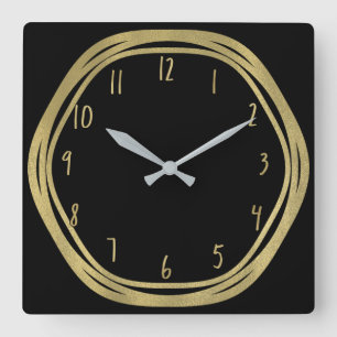 Reloj Cuadrado Oro Glam & Anillos Negros (Cualquier Color) Glam M