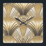 Reloj Cuadrado Oro negro Art Deco<br><div class="desc">Reloj de pared cuadrado de oro negro Art Deco.</div>