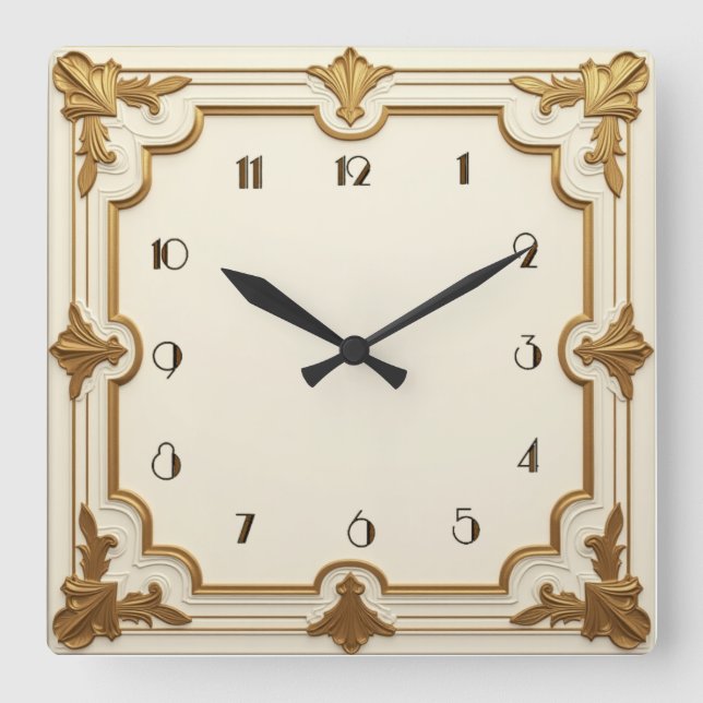 Reloj Cuadrado Oro y blanco Art Deco (Anverso)