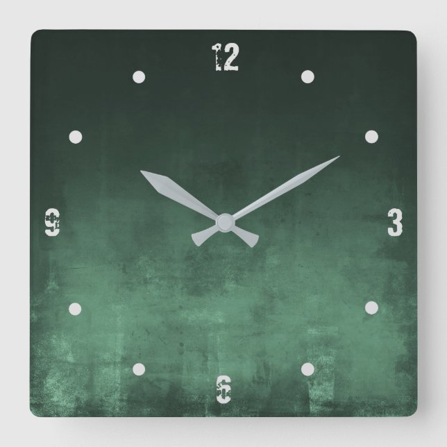 Reloj Cuadrado Oscuro verde moderno omber ruso Resumen (Anverso)