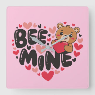 Reloj Cuadrado Osito de peluche Cute Bee Mine San Valentín