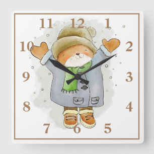 Reloj Cuadrado Oso Adorable