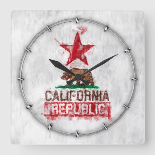Reloj Cuadrado Oso de la bandera de la república de California e