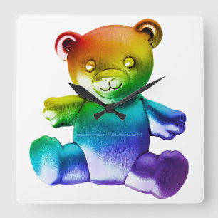 Reloj Cuadrado Oso de peluche de metal cepillado SlipperyJoe's gr