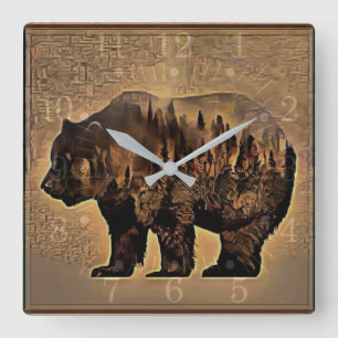 Reloj Cuadrado Oso grizzly