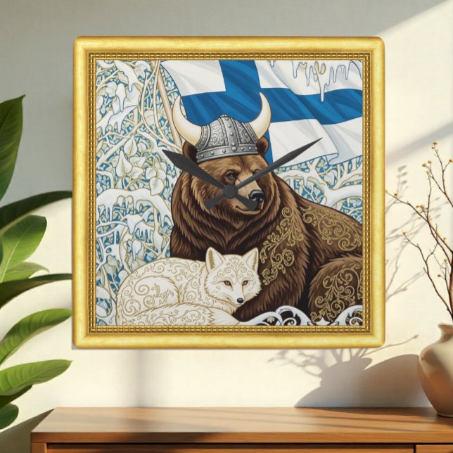 Reloj Cuadrado Oso Viking de Finlandia, Art Nouveau de la Fox del (Subido por el creador)