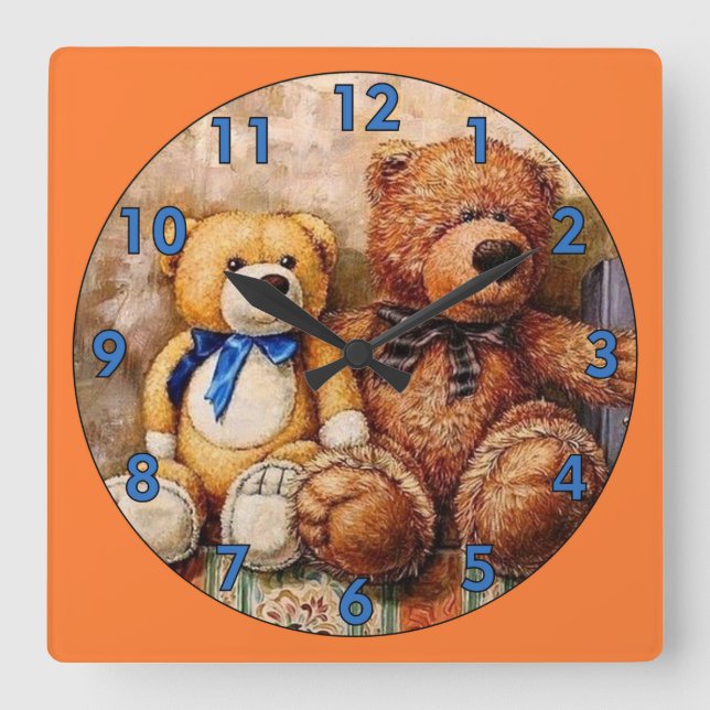 Reloj Cuadrado Osos de peluche (Anverso)