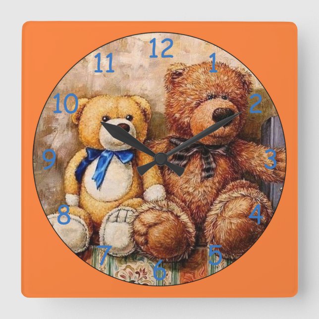 Reloj Cuadrado Osos de peluche (Anverso)