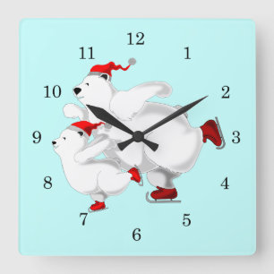 Reloj Cuadrado Osos felices -