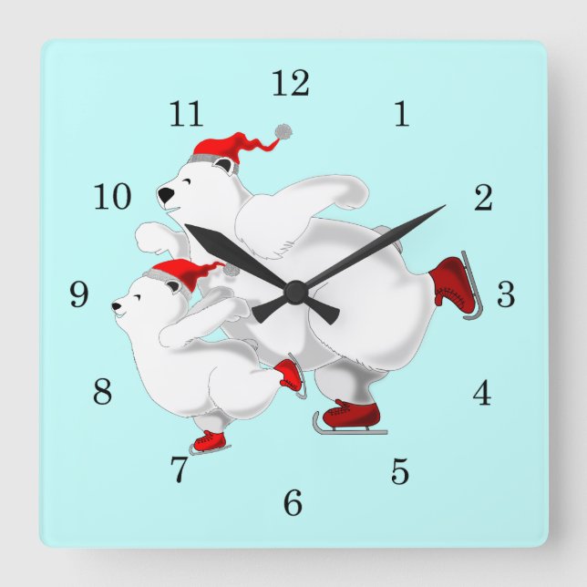 Reloj Cuadrado Osos felices - (Anverso)