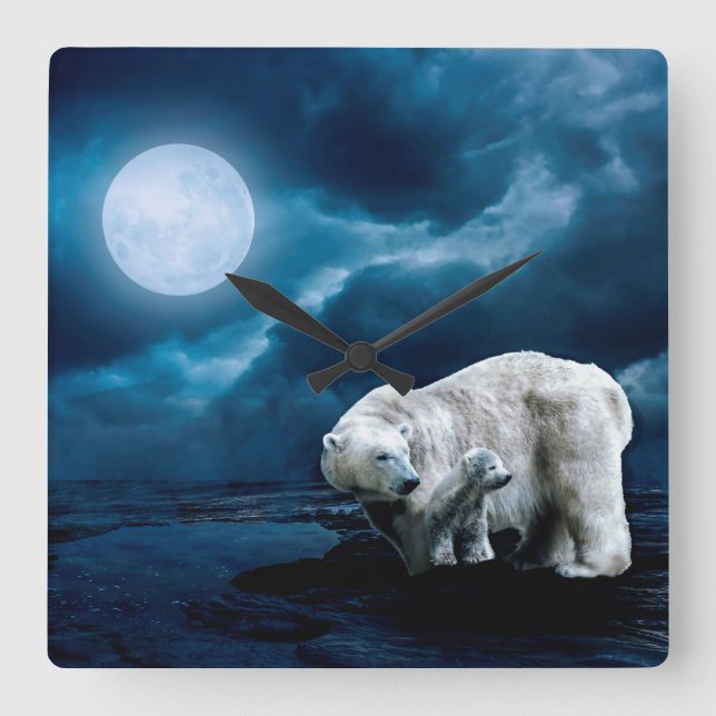 Reloj Cuadrado Osos polares (Anverso)