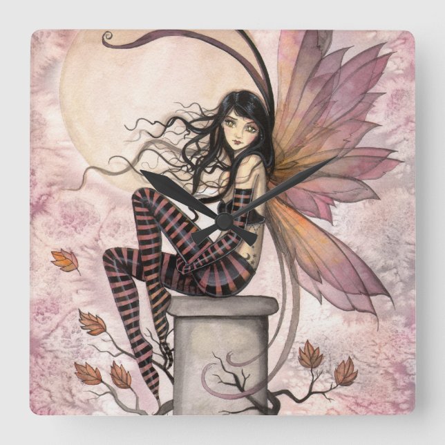 Reloj Cuadrado Otoño brilla Fantasía arte de Molly Harrison (Anverso)
