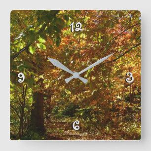 Reloj Cuadrado Otoño de otoño II Fotografía de otoño amarilla