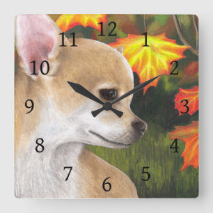 Reloj Cuadrado Otoño del perro 84 de Chihuahua